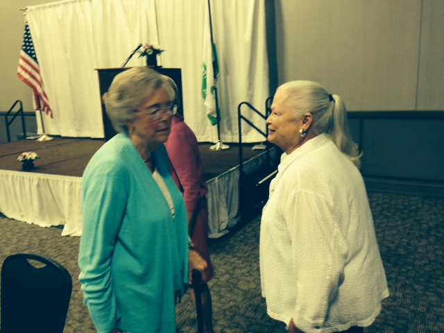 Ruth Jurenko and Anne Lewis enjoyed visiting at the recent luncheon