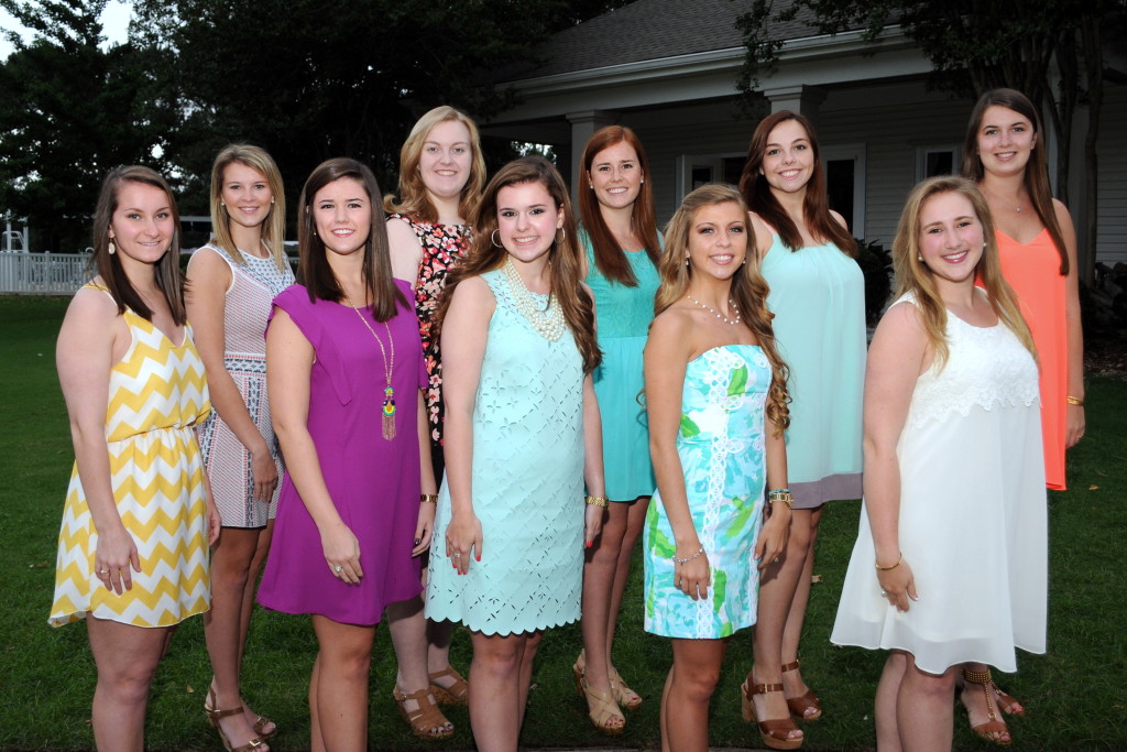 Front row, left to right:   Stephanie Gilbert, Katie Vest, Katie Russell, Mary Margaret Ragland, Mary Scott Pearson   Back row, left to right:   Lauren Stevens, Cate Rasco, Sarah Gwin Moore, Hughston May, Mary Gray Lindstrom 