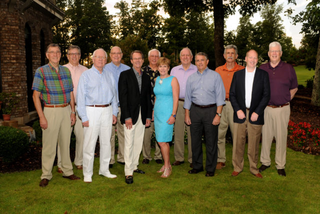 Left to Right: Dr. John Cox, Byrd Latham, Randy Roper, Linda Akenhead, Warne Heath, Michael Timberlake Row 2: Left to right: Jerry Nutt, Dan Halcomb, Dr. Doug Patz, John Switzer, Larry Thomas, Dr. Steven Smith