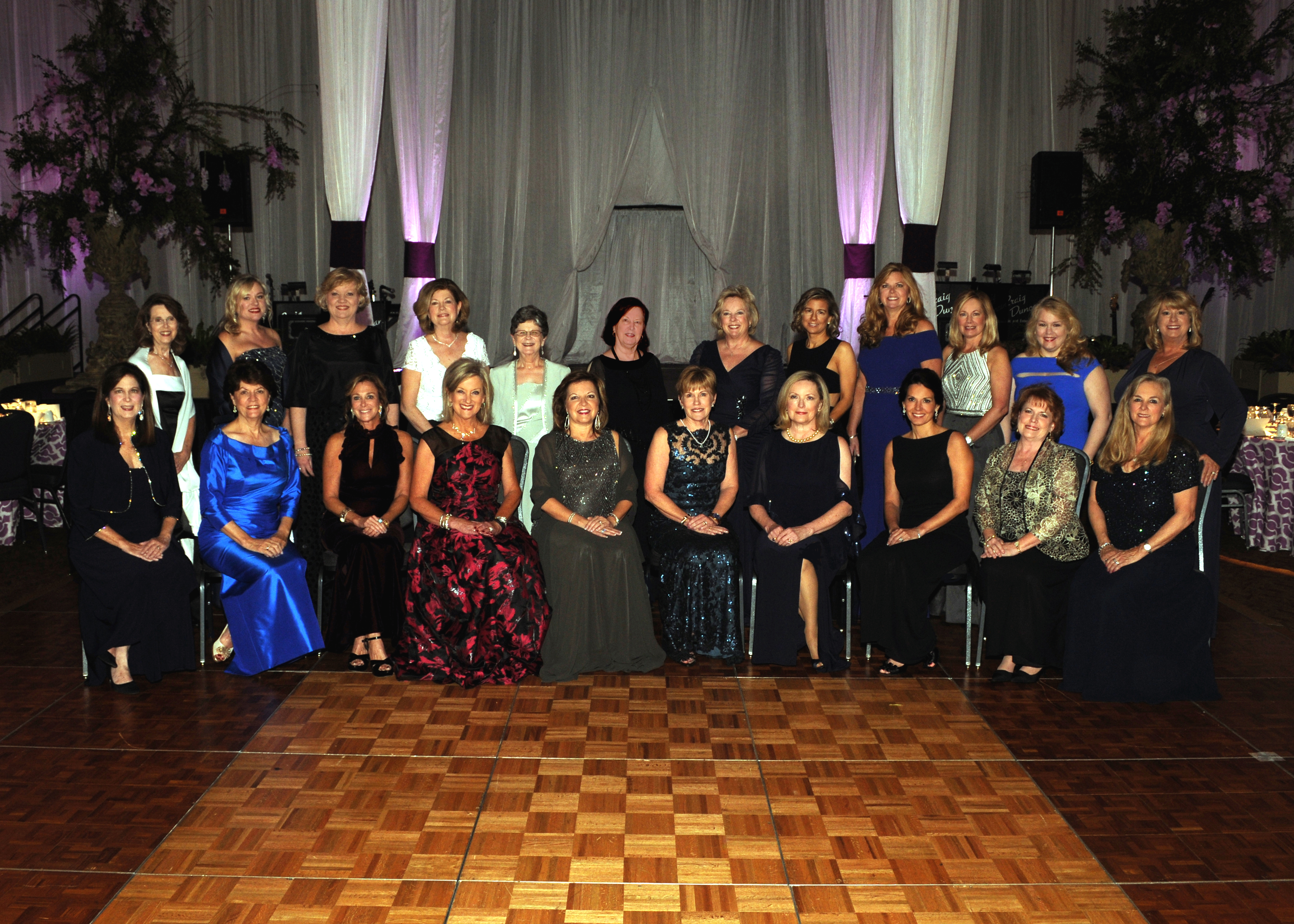 Symphony Guild Ball Committee: Row 1 (seated left to right) Sharon Gartrell, Nancy Colin, Patti Thornton, Amelia Summerville, Marie Newberry, Linda Akenhead (Ball Chair), Ivy Albert (Guild President), Pam Gann, Rosemary Latham, Debbie Washburn | Row 2 (standing left to right) Donna Rush, Jennifer Lapidus, Brenda Milberger, Ann Myers, Sarah Hereford, Susan Anderson, Karen Morris, Jamie Saunders, Theresa Taylor, Wendy Tucker, Anne Compton Burke, Karen Kimbrough 